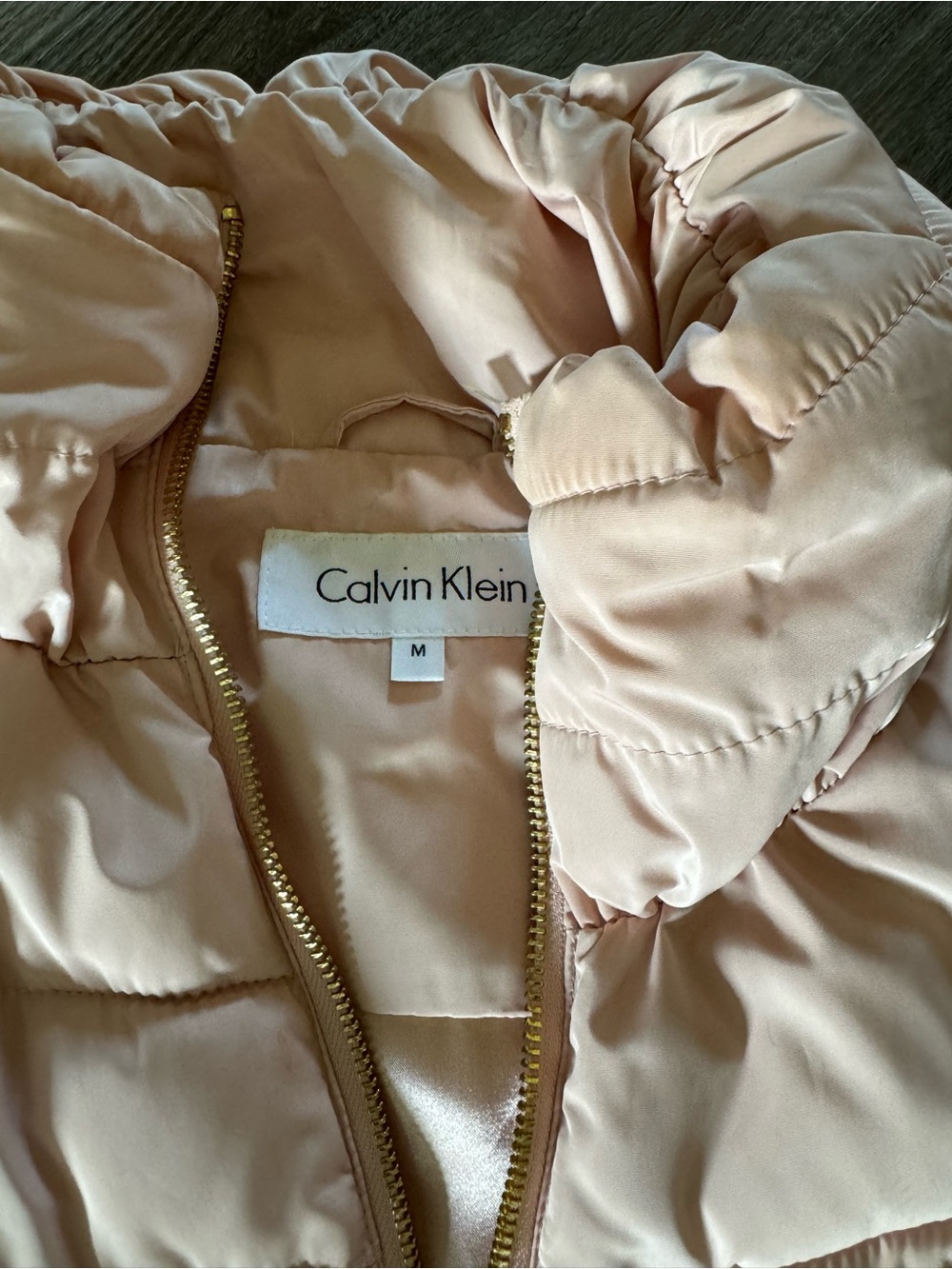Calvin Klein Blush Pink Quilted Puffer Vest with Gold Zippers - Picture 2 of 2